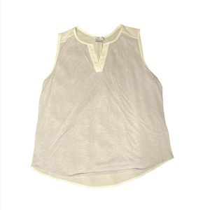 Gray and White Van Heusen No-Sleeve Shirt/Blouse